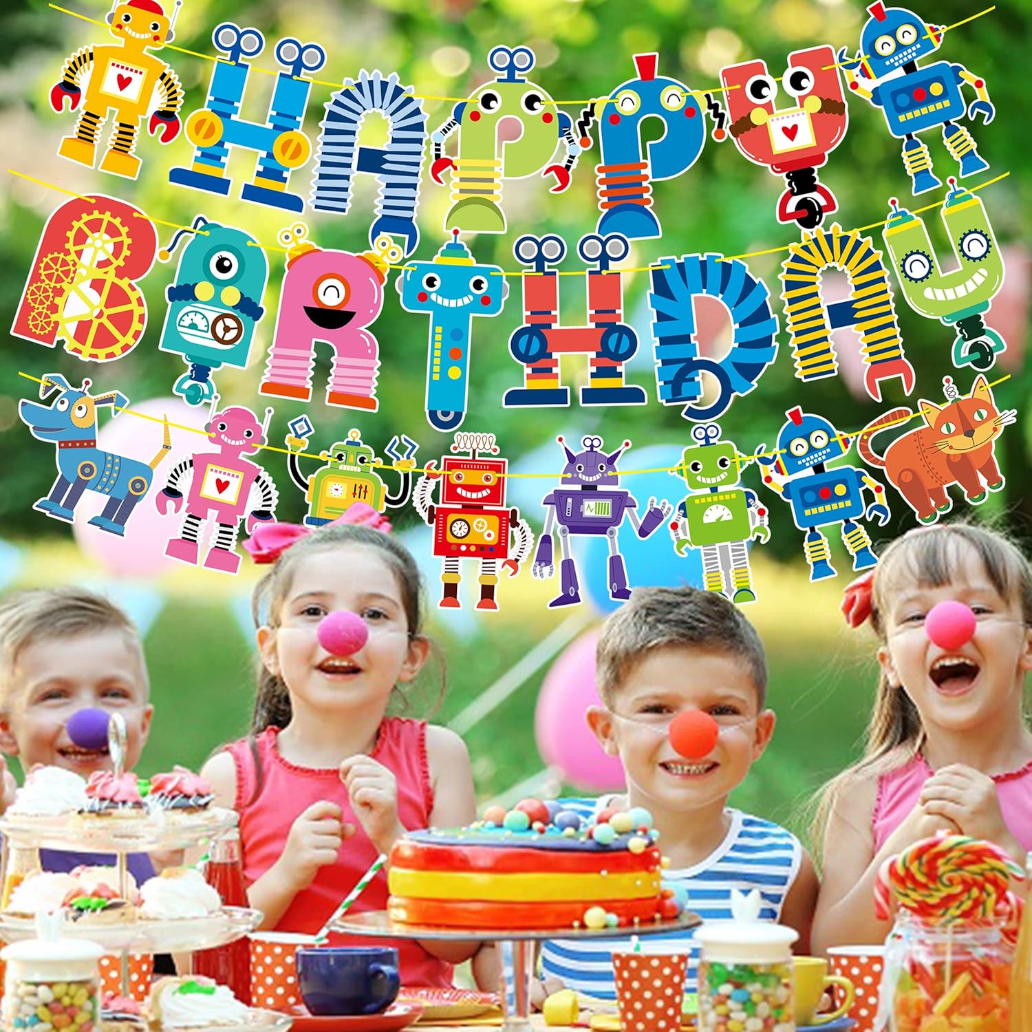 Robot Happy Birthday Banner Set - Fun Party Decor