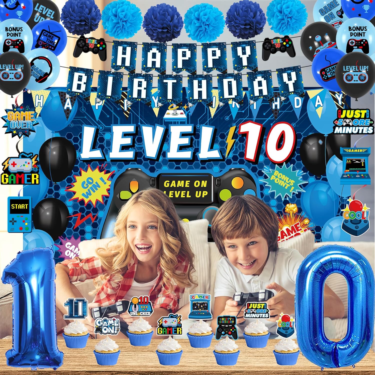 Vlipoeasn 10th Birthday Video Game Party Decorations