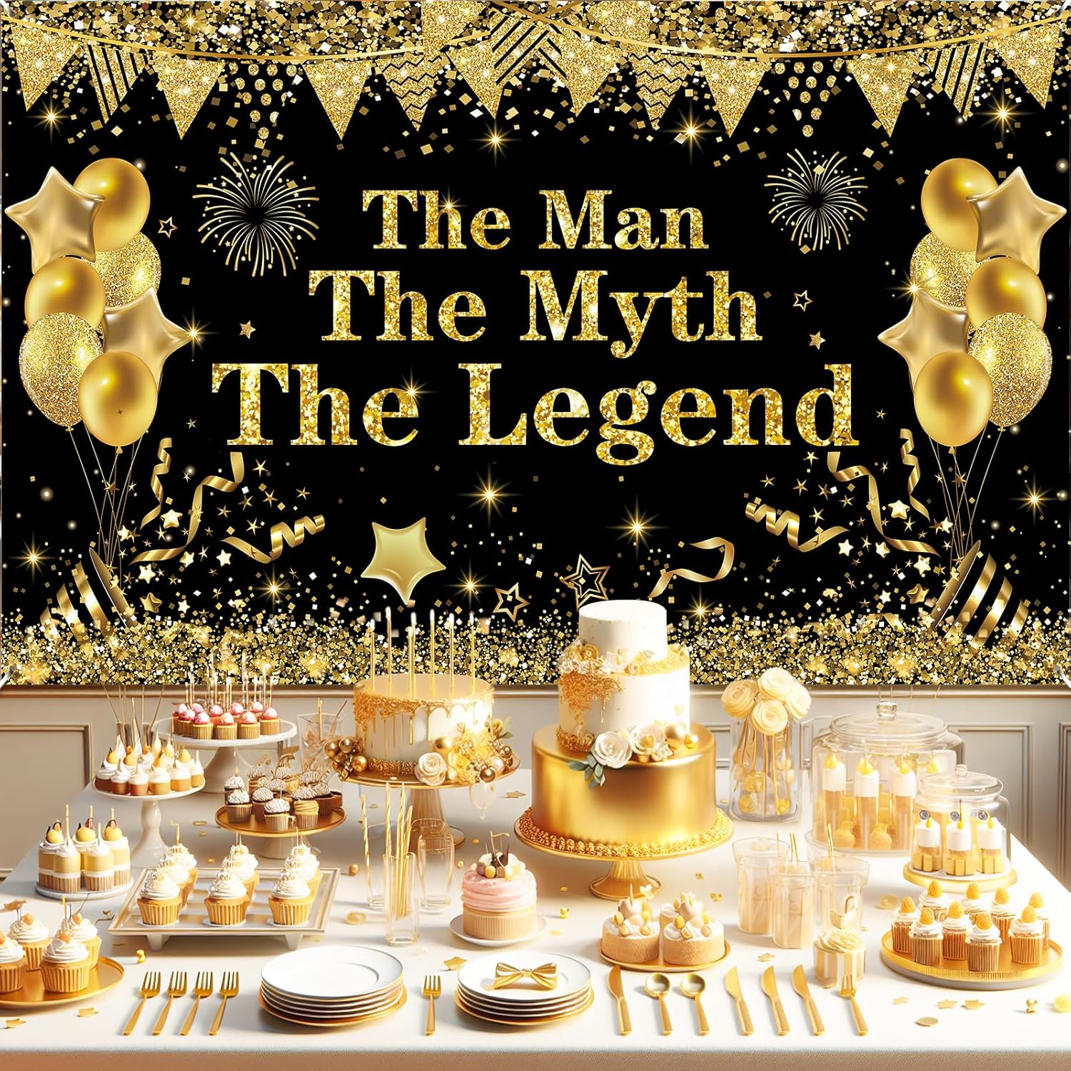 Man The Myth The Legend Birthday Backdrop Banner