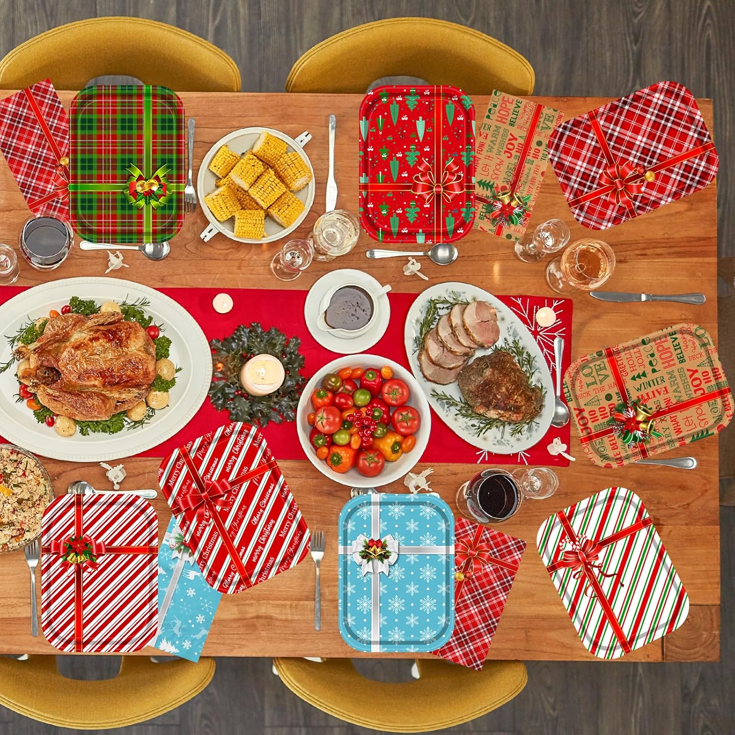Juweked 60 Pc Christmas Paper Plates Napkins Set