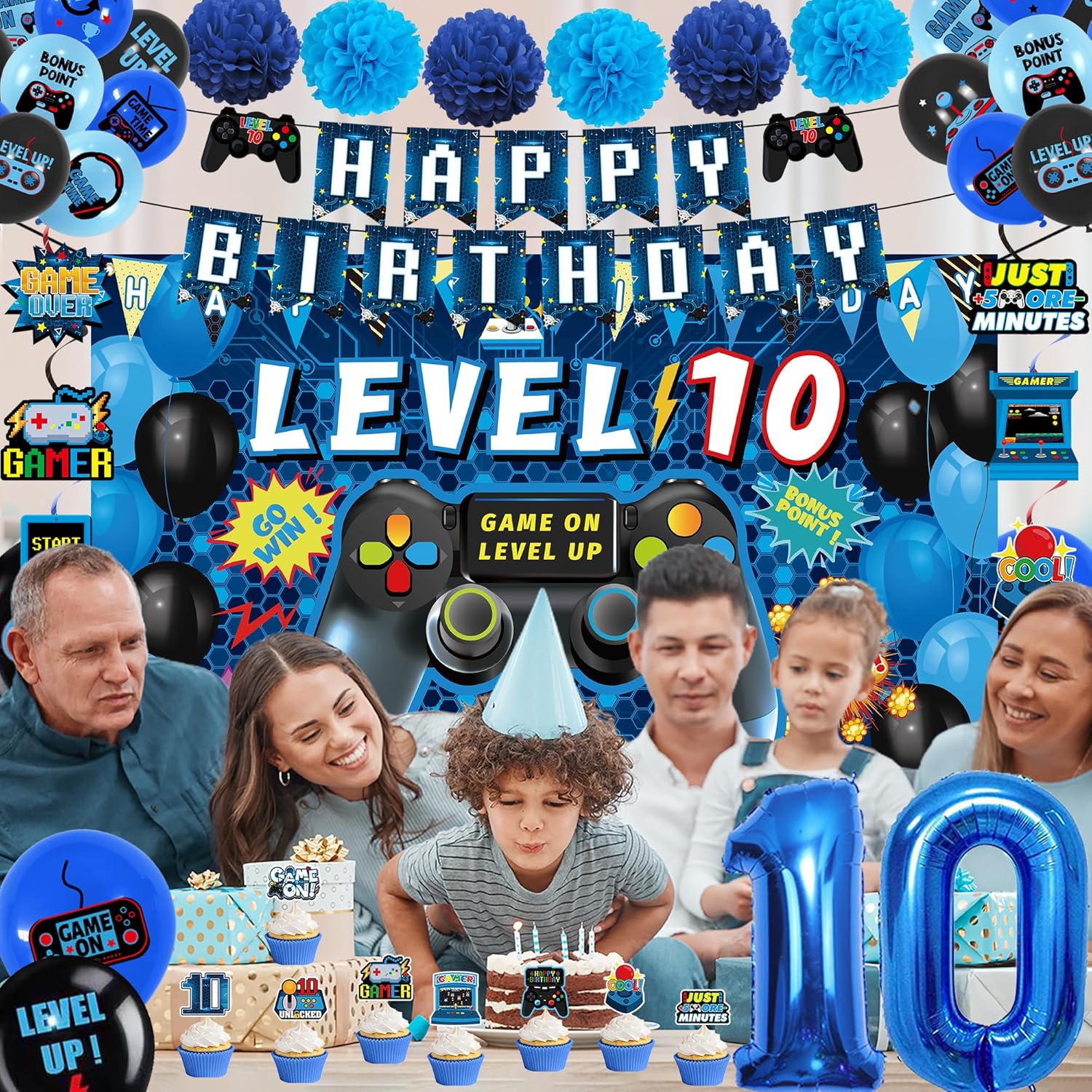 Vlipoeasn 10th Birthday Video Game Party Decorations