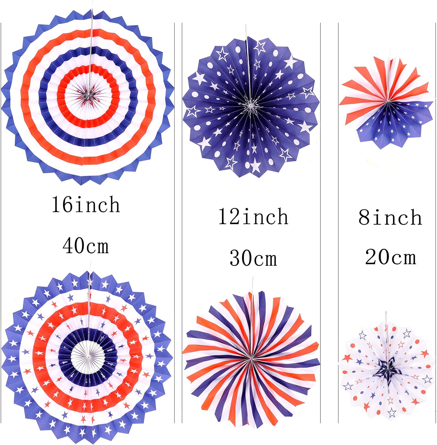 Independence Day Paper Fans Decorations 12pc