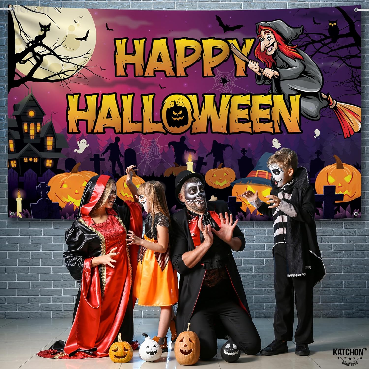KatchOn Spooky Halloween Banner - XtraLarge 72x44 Inch