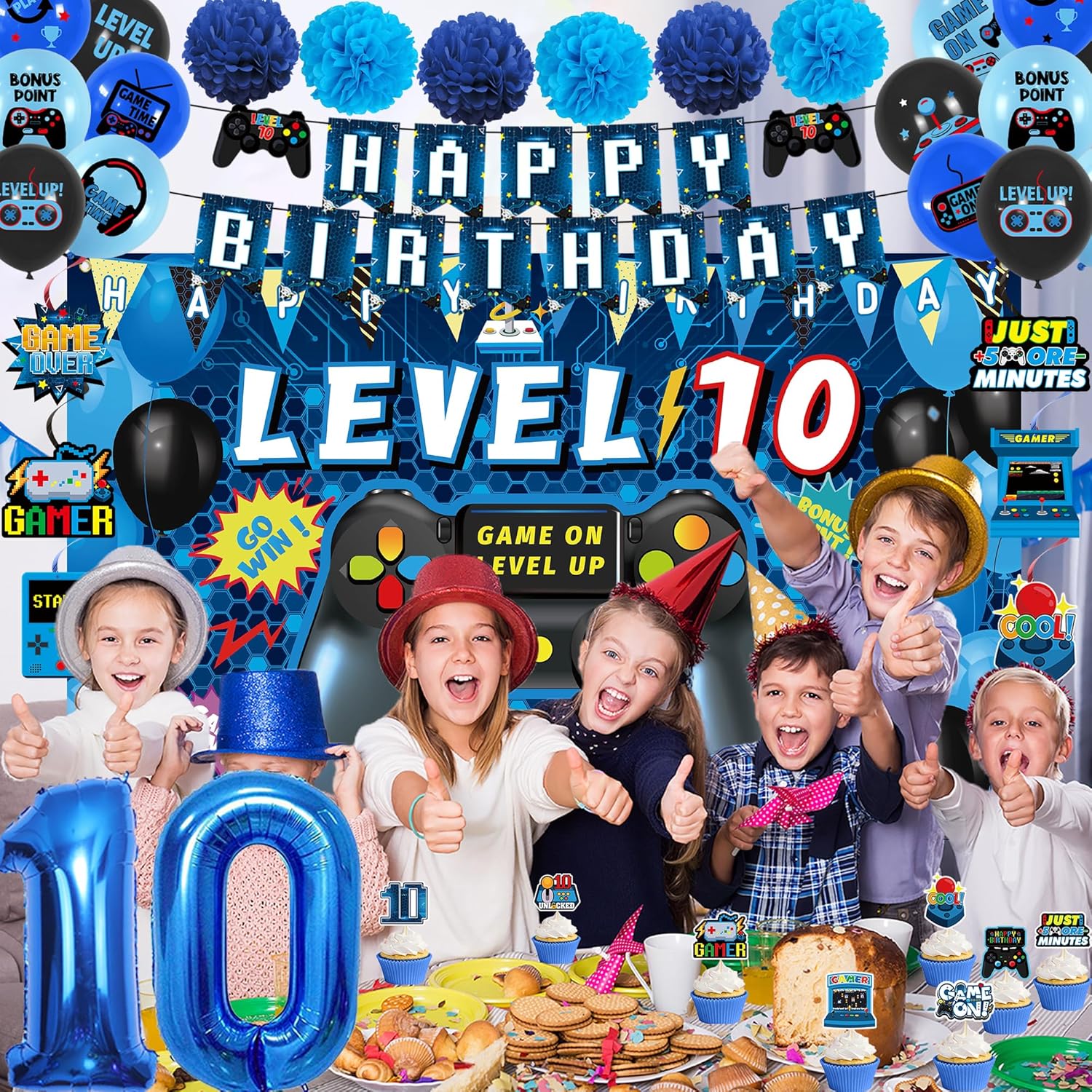 Vlipoeasn 10th Birthday Video Game Party Decorations