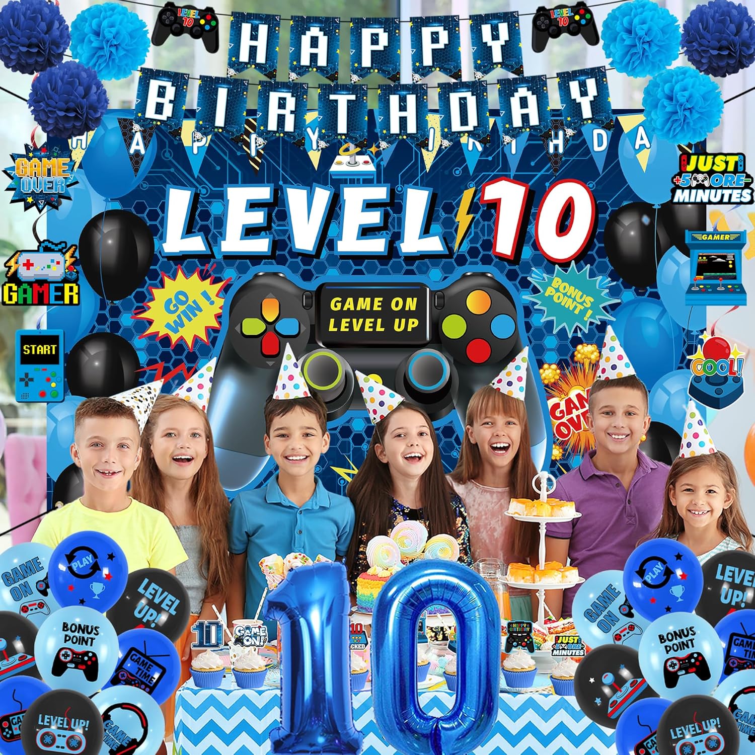 Vlipoeasn 10th Birthday Video Game Party Decorations