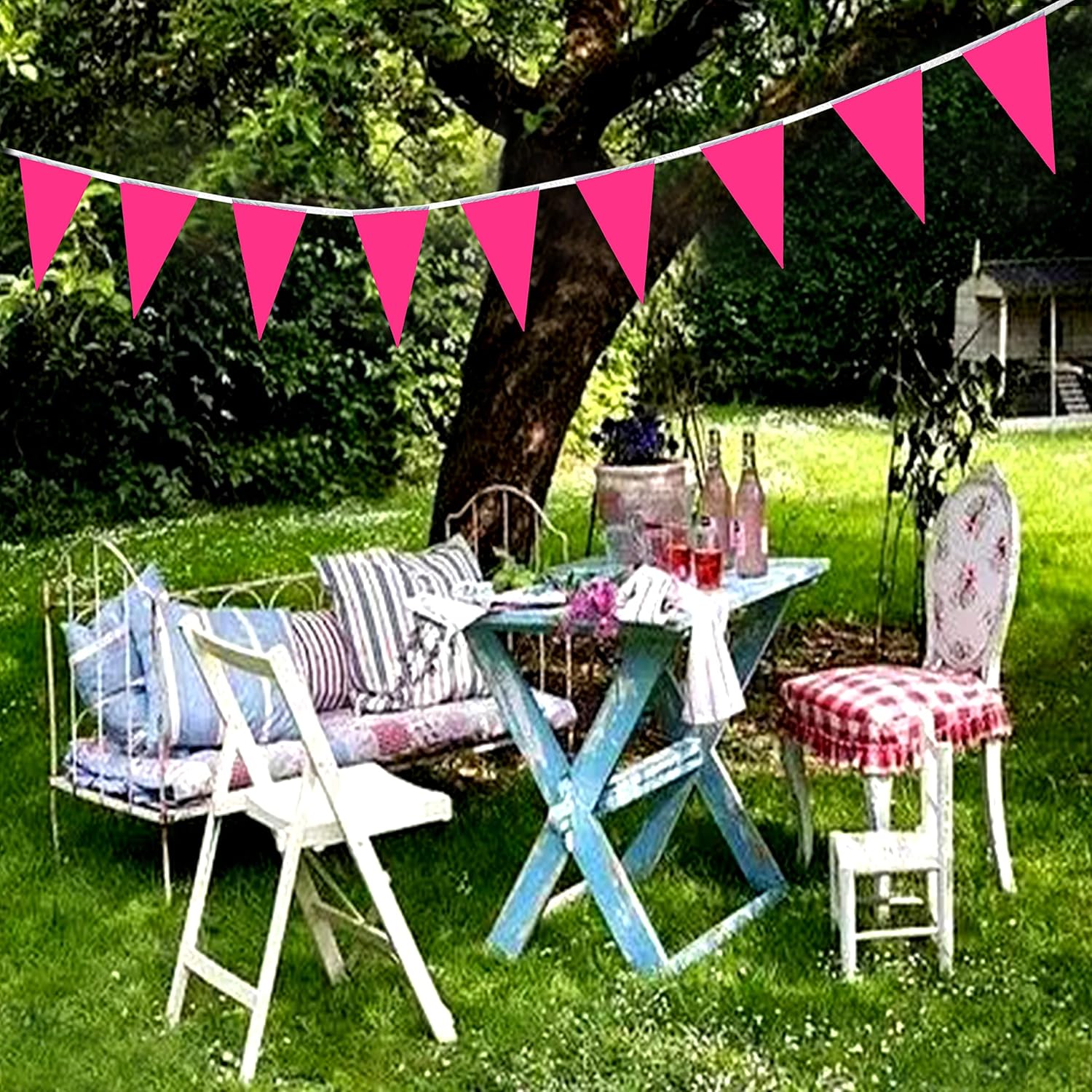 100 Feet Pink Pennant Bunting Flags for Party Decorations