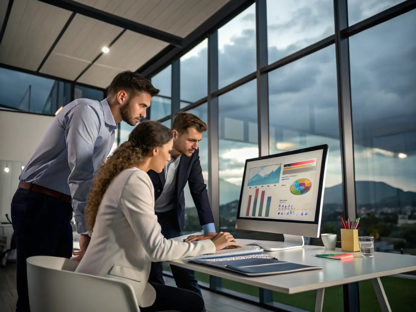 A team of IT professionals integrating new software systems into a company's infrastructure, showcasing technology integration.